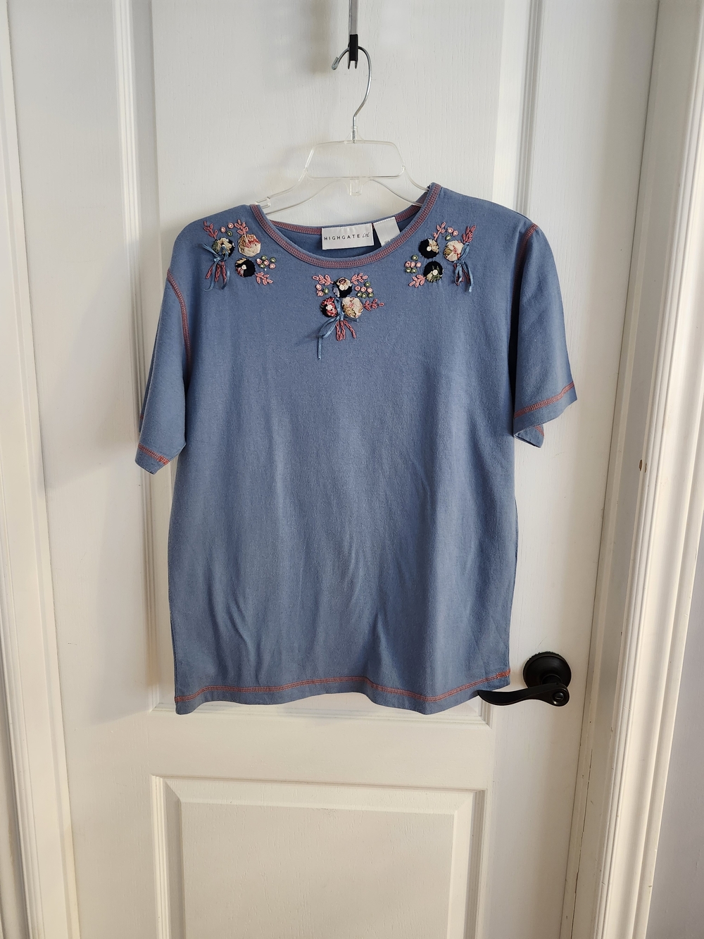 Embroidered Blue Short-Sleeve Tee